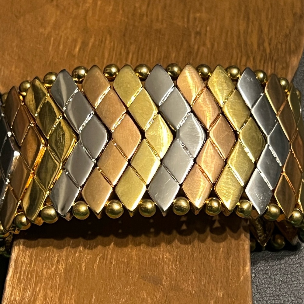 New Infinite Stretch Bangle Bracelet Gold Silver Rose Tone Tri-Tone Modernist